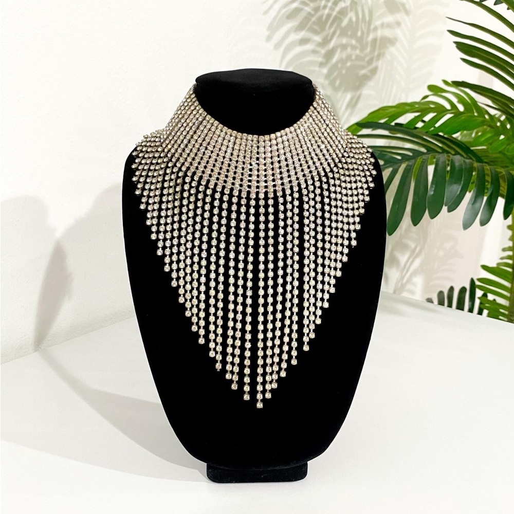 Vintage Rhinestone Waterfall Necklace - Picture 5 of 12
